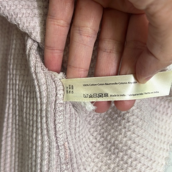 Free People - Colt Lavender Cream Stonewashed Waffle Long Sleeve Henley Tee SZ S - Picture 9 of 10